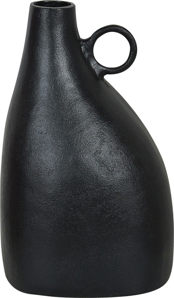 BELIANI Dekovase Schwarz Aluminium 36 cm Hoch mit Griff Produktbild 