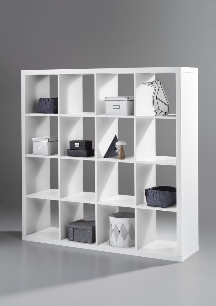 Raumteiler - Weiß - 147 x 147 cm - mit 16 Fächern Produktbild 