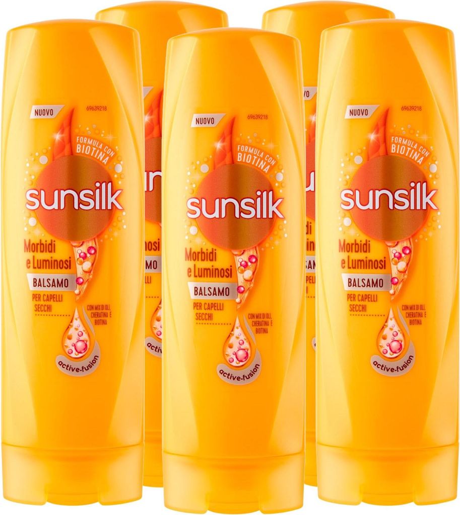 Sunsilk Weiche & helle Conditioner für trockenes und stumpfes Haar, feuchtigkeitsspendend mit Keratin und Biotin, Arganöl und Mandelöl, 5 Flasch...