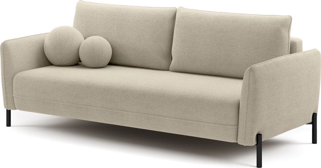 Selsey VERUCO - Sofa mit Schlaffunktion und Chenille-Bezug, Hellbeige