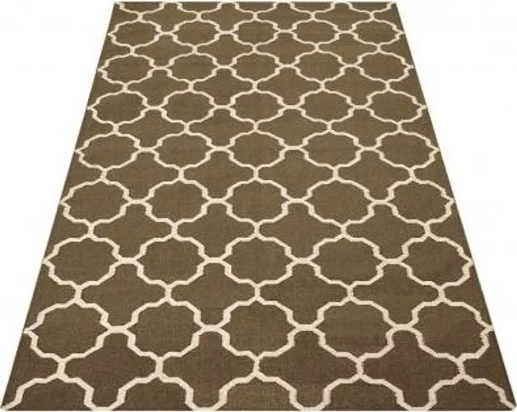 Tapis Kelim JP 11049 Brun Foncé 155x240 cm - Tissage Plat Artisanal