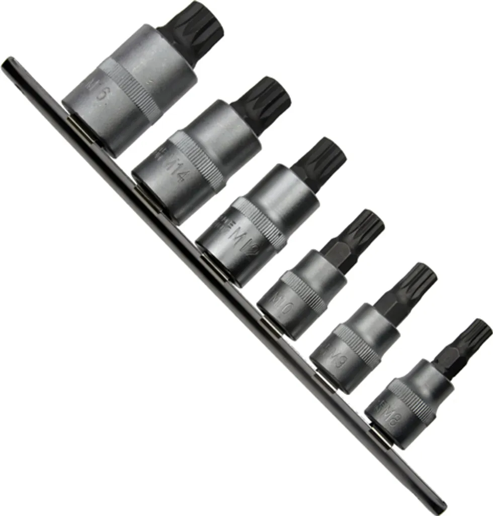 Douilles XZN cannelées en acier robuste 12 pans 3/8" et 1/2" M8-M16 x6