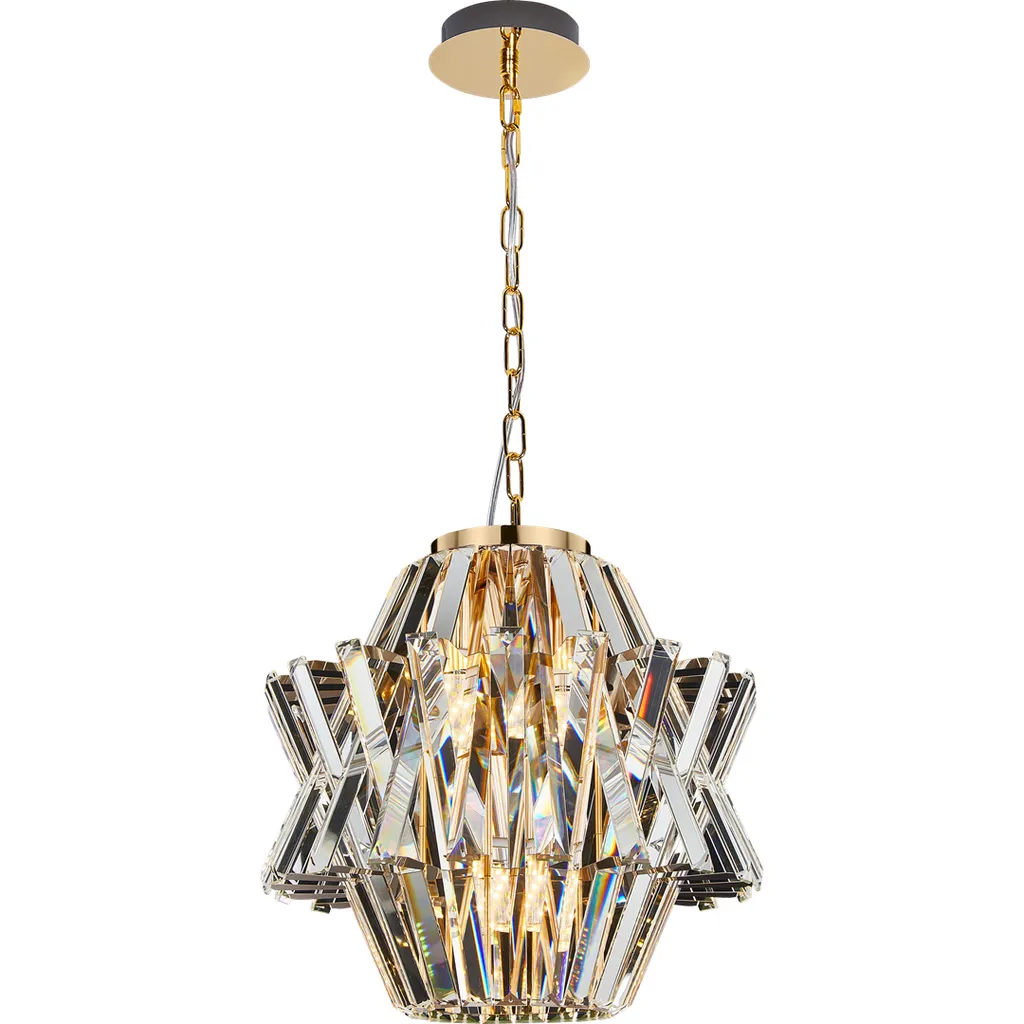 Suspension glamour dorée en cristal Crown 4xE14 pour intérieur