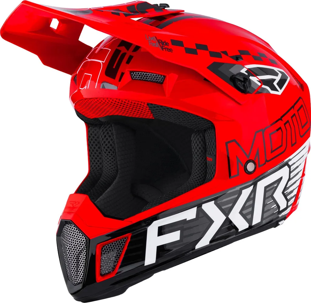 Casque Motocross FXR Clutch Race Div Rouge Noir Blanc Taille L Confort