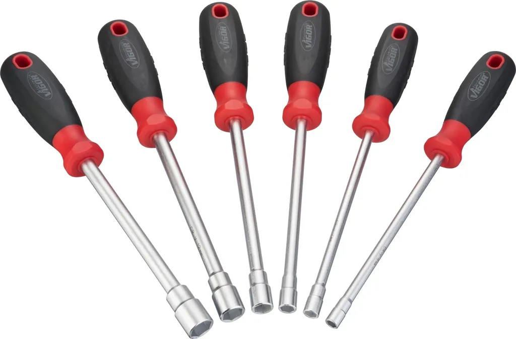 Set Vigor V4199: 6 Giraviti a Bussola Esagonale Professionali 6-13mm