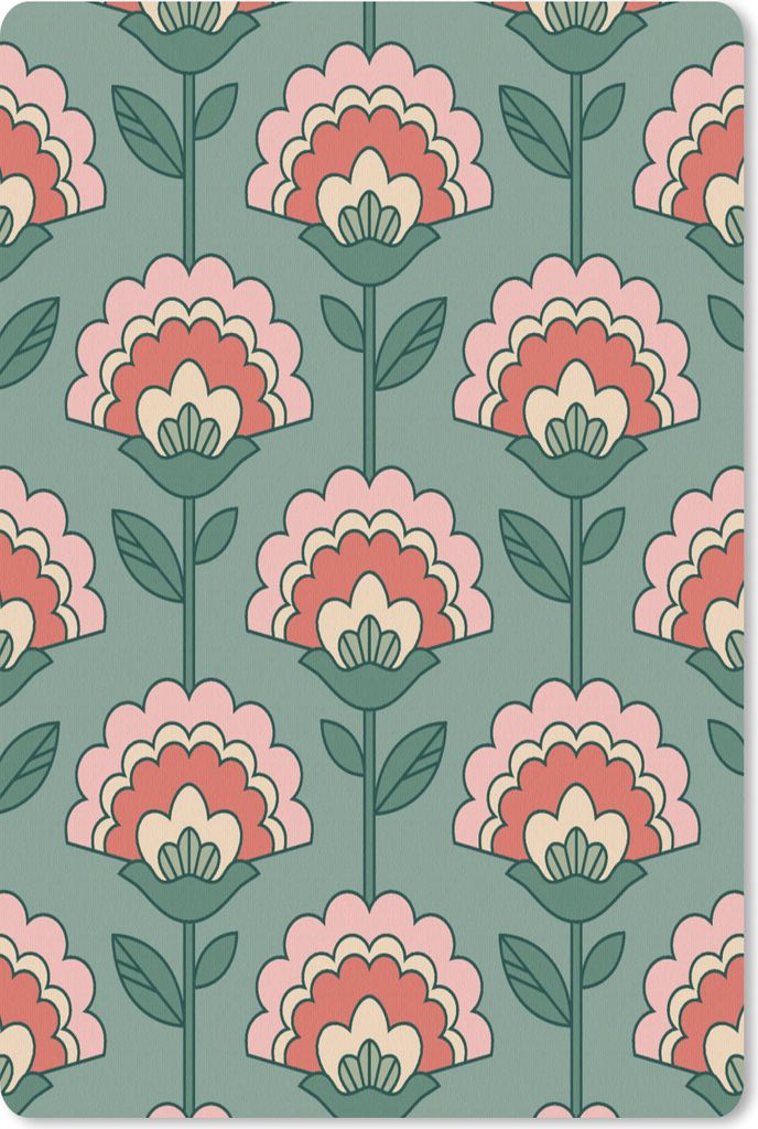 MuchoWow Mauspad Mousepad Blumen - Retro - Muster 40x60 cm - Mousepads - Maus Mat - Pad - Mausunterlage - Schreibtisch Accesoire