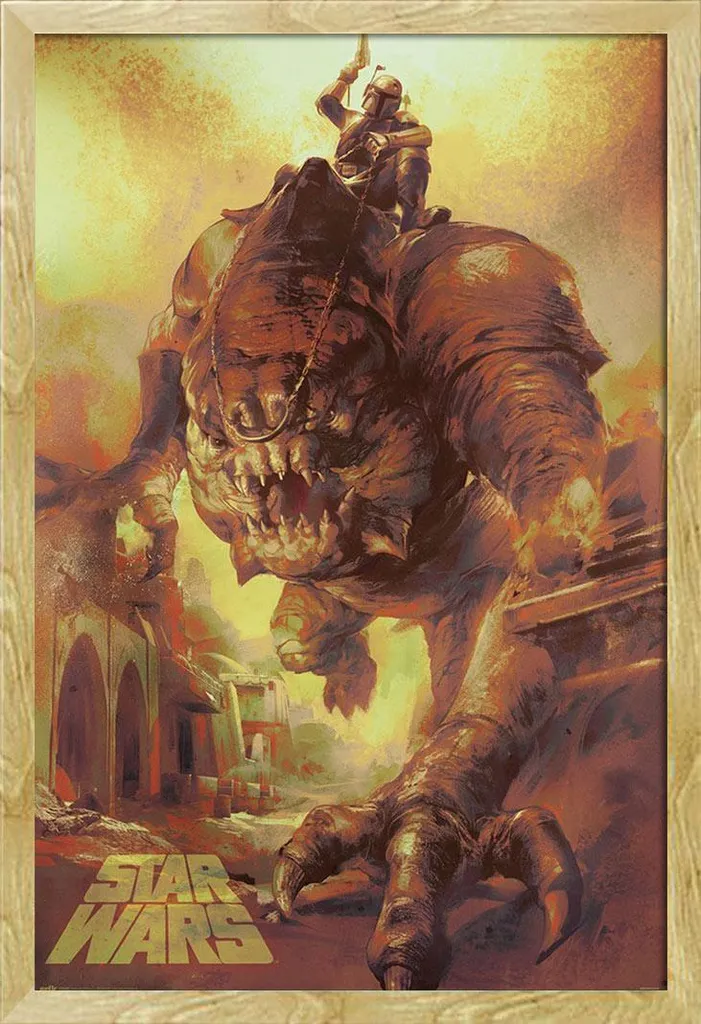Cadre Shinsuke Hêtre pour Poster Star Wars Rancor Ride Vitre Incassable