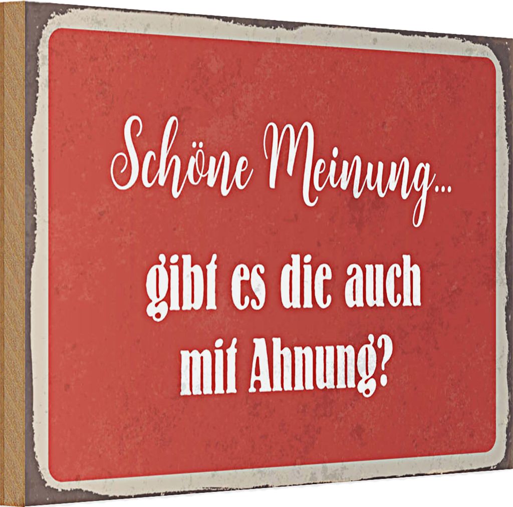 Holzschild Spruch 30x20cm schöne Meinung gibt mit Ahnung