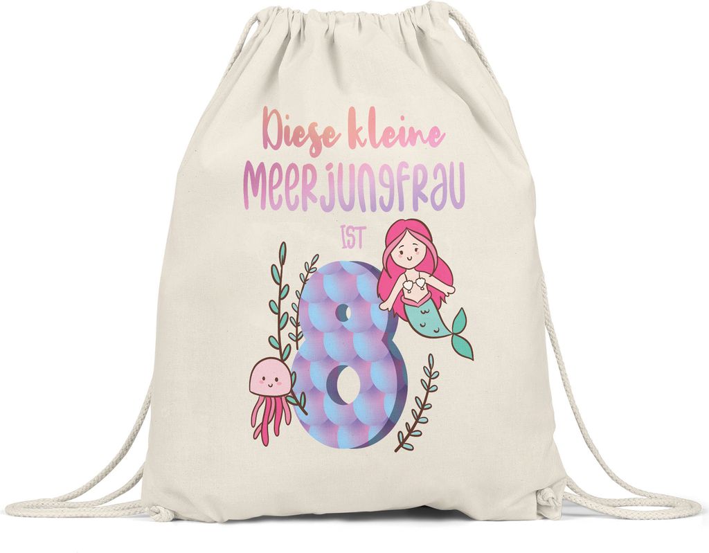 Diese Kleine Meerjungfrau Ist 8 Turnbeutel Gymsack Geburtstagsgeschenk 8. Geburtstag Süßes Motiv