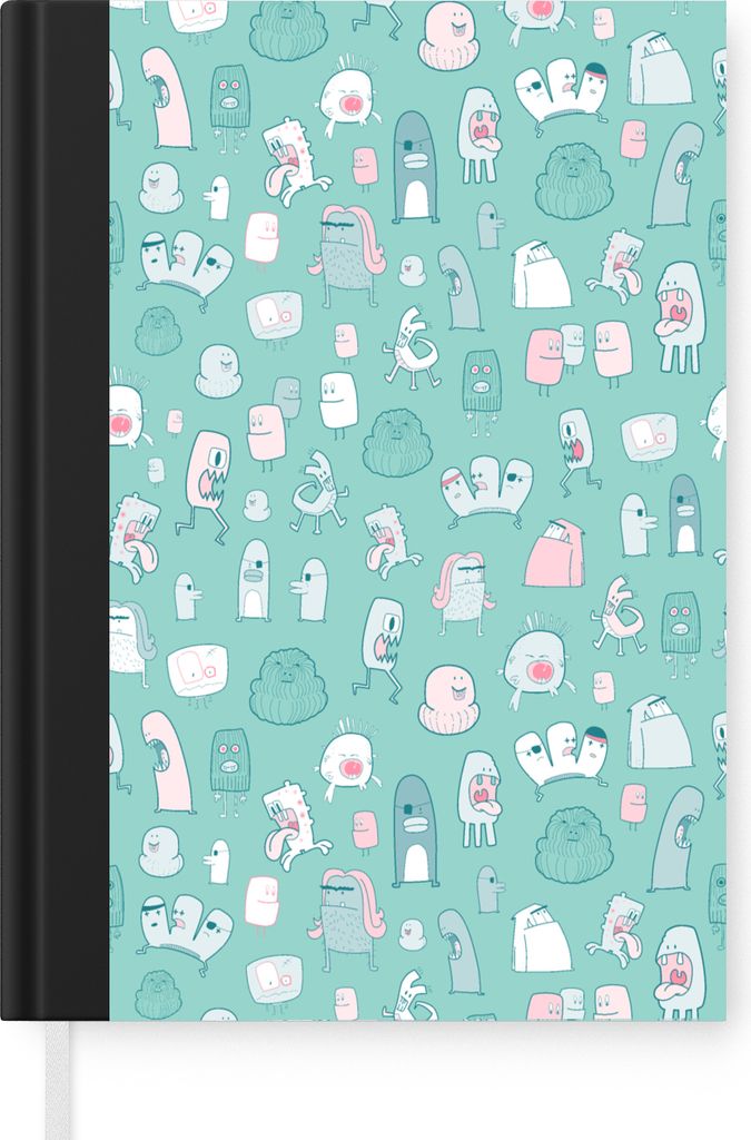 MuchoWow Notizbuch Tagebuch Haushaltsbuch Notebook A5 Monster - Muster - Pastell - Notizblock - Notizheft - Notebook - Schreibblock - Papier