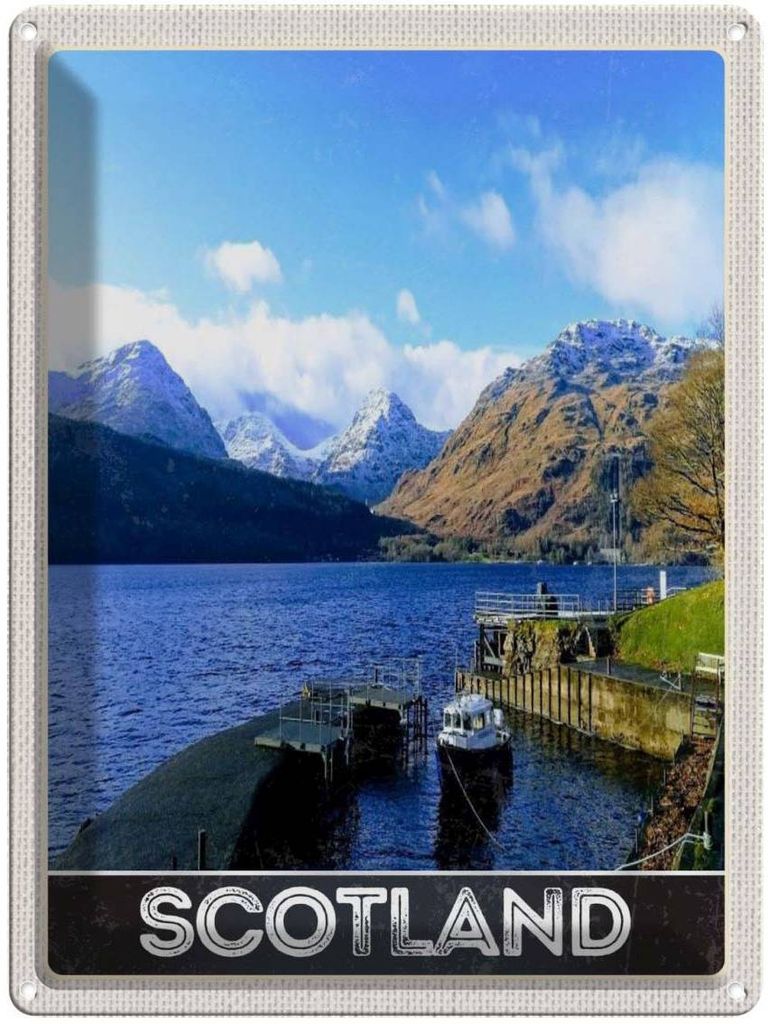 vianmo Blechschild 40x30 cm Schottland Insel Urlaub Gebirge Schnee Trip Bildmotiv Reisemotiv Abenteuer Reisen Europa