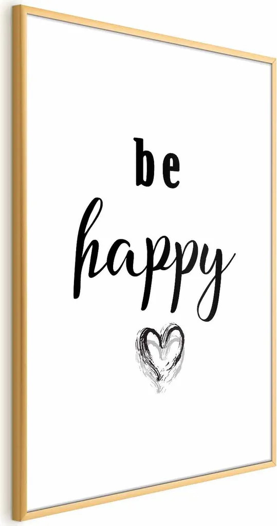 Compra Poster Be Happy 60x90 Cornice Oro - Pronto da Appendere