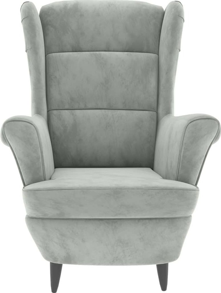 vidaXL Křeslo Wing Chair s taburetem Light Grey Velvet Obrázek produktu 3