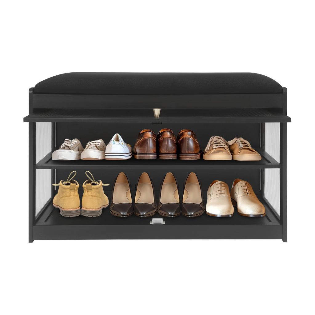 Eingangsbereich Schuhbank, Schuhregal Bank mit Kissen, Schuhregal Bank mit Stauraum