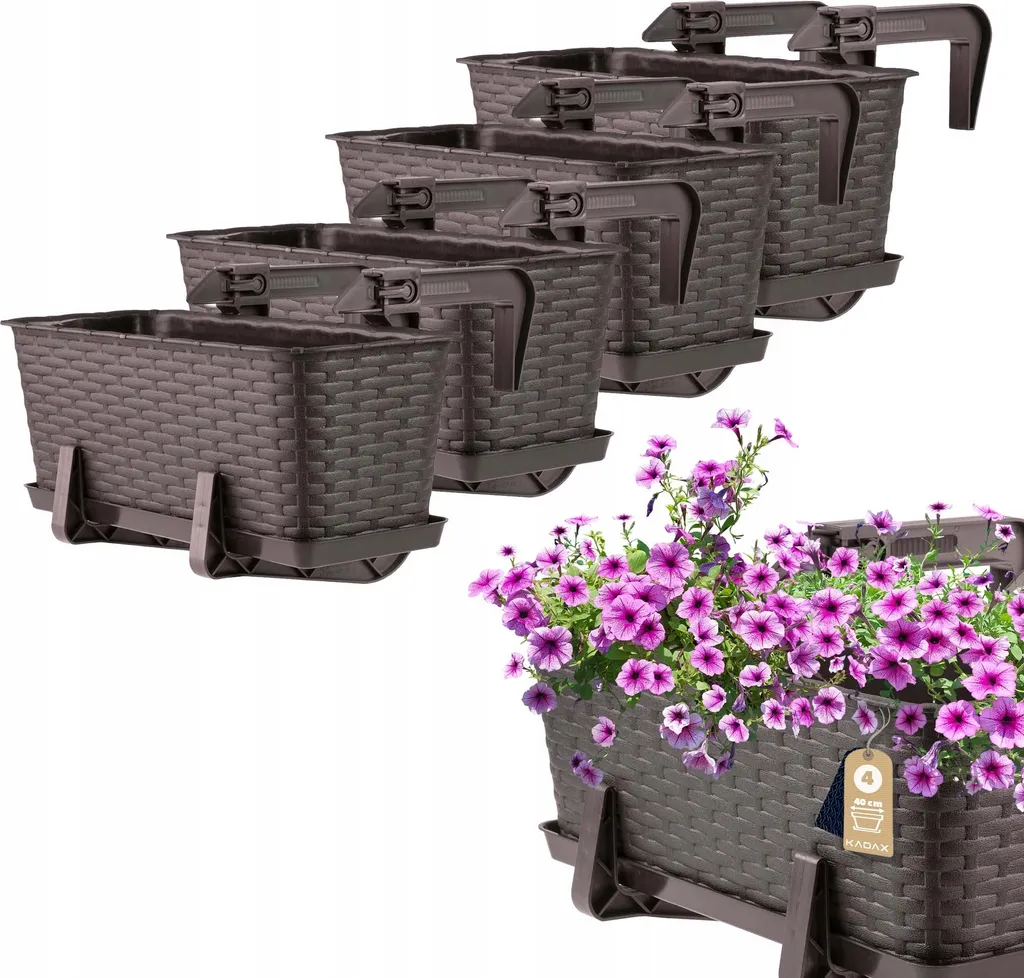 Pot de fleurs Castro marron 40cm résistant avec anses - 4 unités KADAX