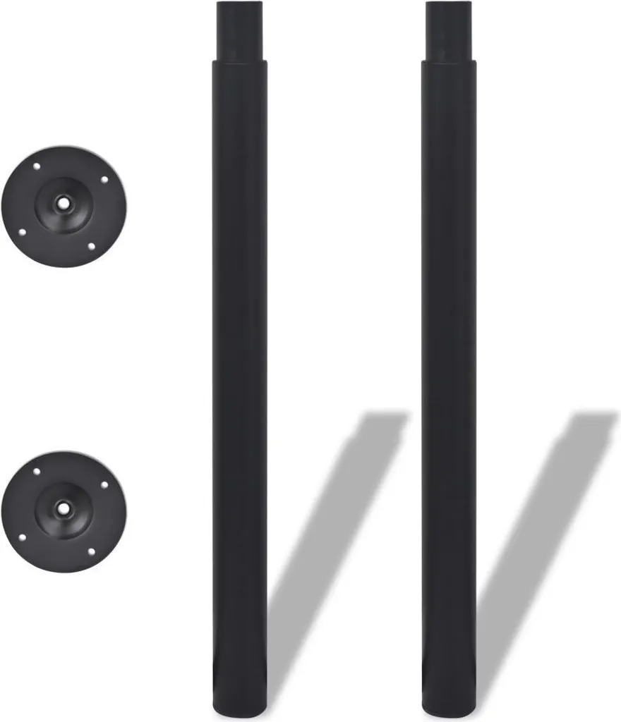 vidaXL Lot de 2 Pieds de Table Télescopiques Noirs Ajustables 71-110 cm