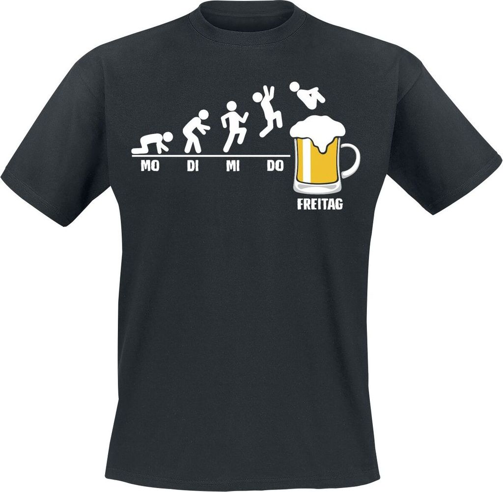 Alkohol & Party T-Shirt Herren Bier Freitag schwarz S