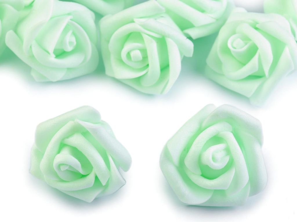 10 x Deko Rose / Rosenblüte / Rosenkopf 4cm, mintgrün