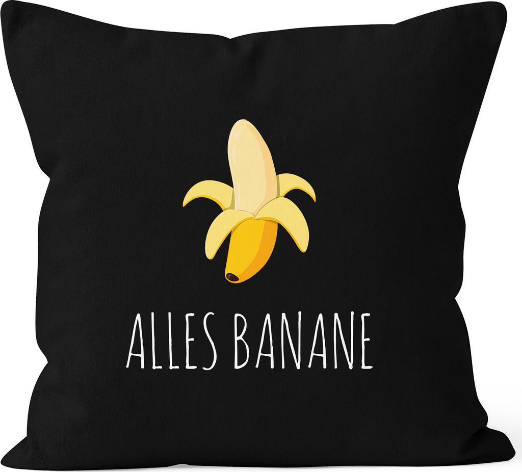 Kissenbezug Alles Banane Kissen-Hülle Deko-Kissen 40x40 Baumwolle MoonWorks schwarz unisize