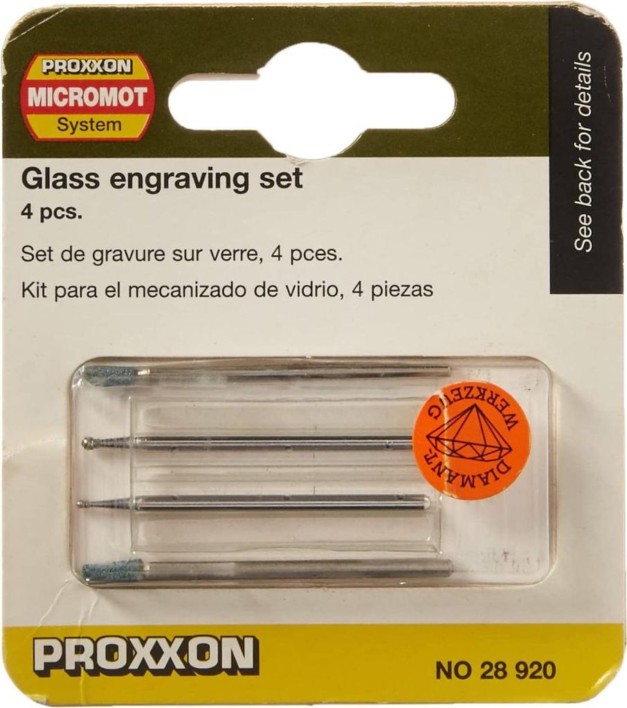 Proxxon 28920 Glasbearbeitungs-Set, 4 teiliger Satz Immagine del prodotto 