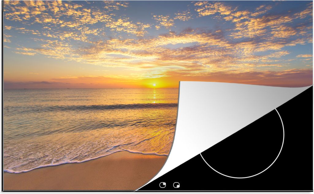 KitchenYeah Herdabdeckplatte Strand - Sonnenuntergang - Meer , 81x52cm, Küche Deko, Glaskeramikkochfeld Herdabdeckung, Abdeckplatte fùr Kochfeld