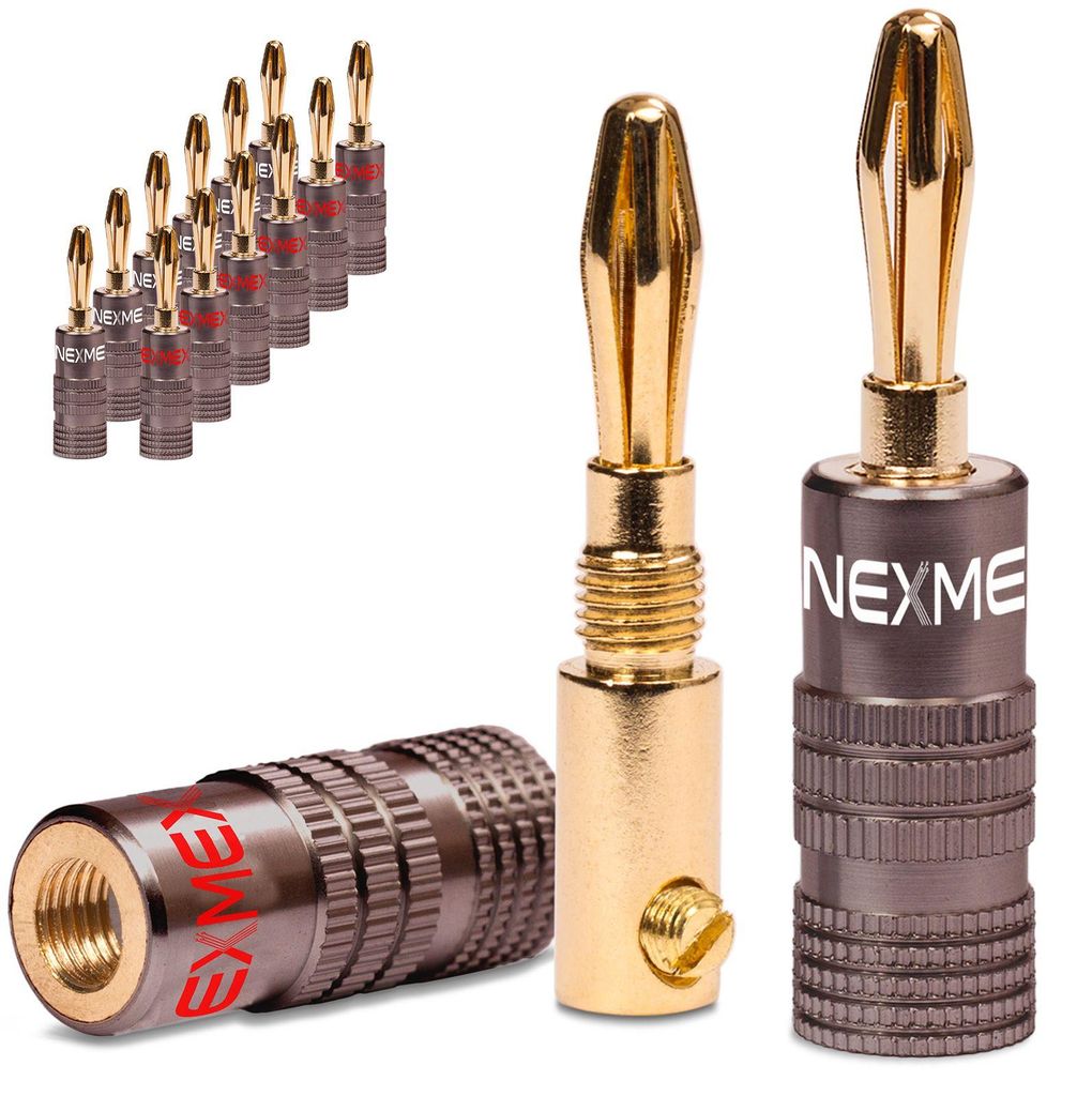 Bananenstecker 4mm vergoldet 14x Stecker NEXMEX Steckverbinder Lautsprecherkabel