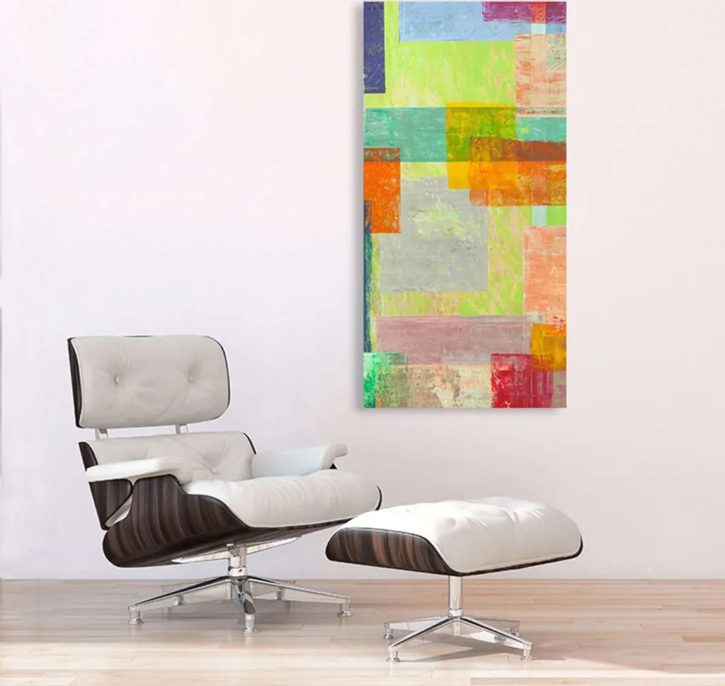Décoration murale Toile abstraite Summer party II format 35x70 cm