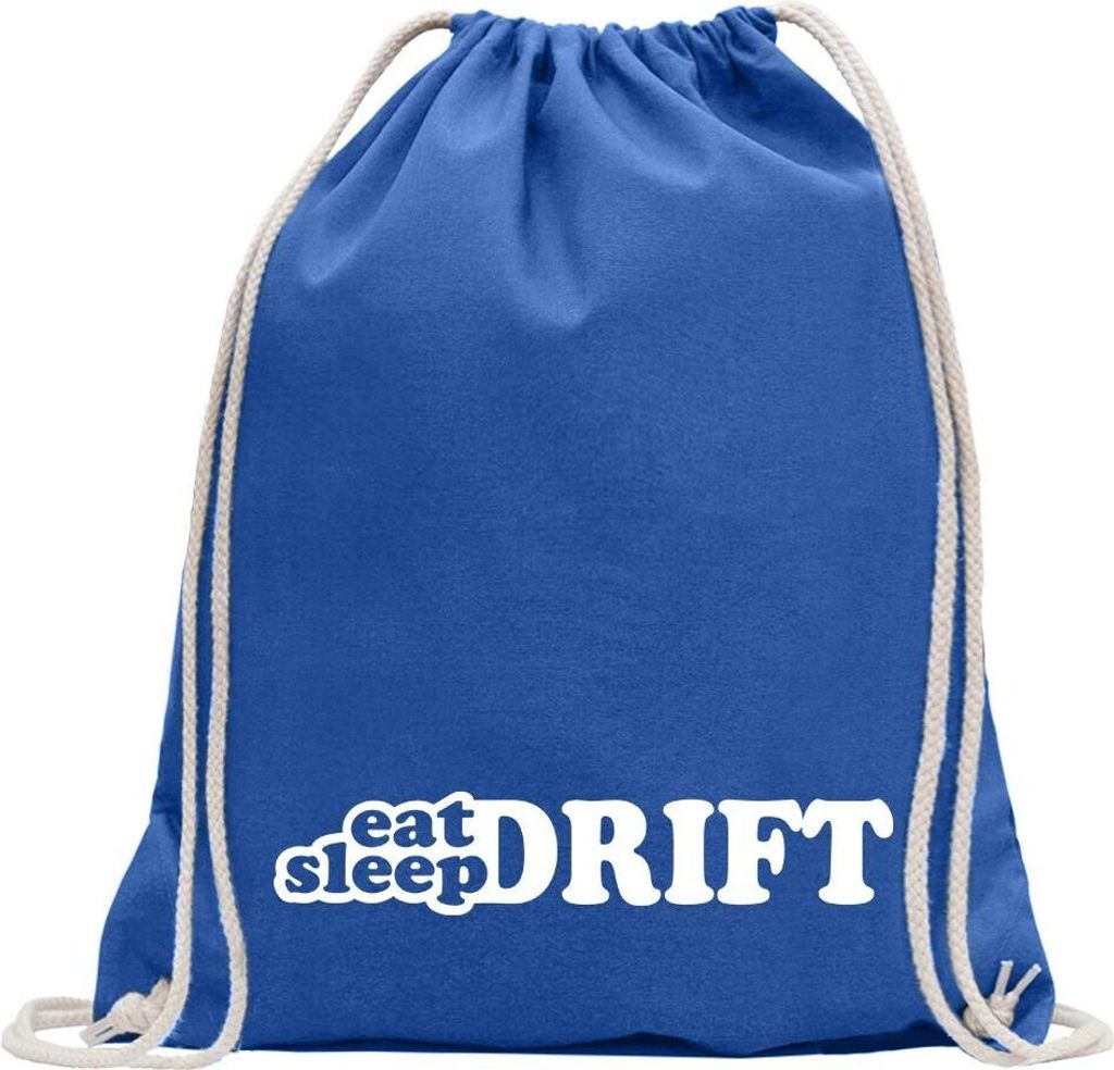 Kiwistar - Turnbeutel - royal - Eat Sleep Drift - Fun Rucksack Sport Beutel Gymsack Baumwolle mit Ziehgurt