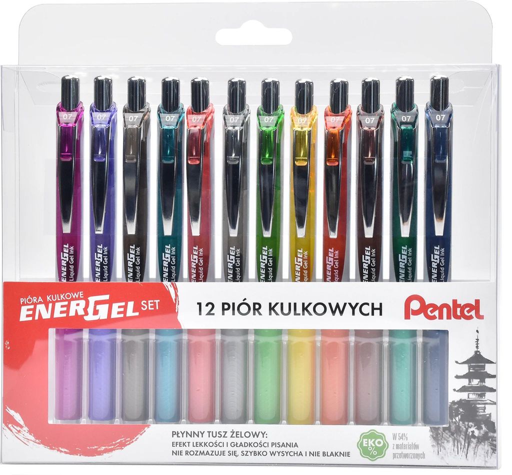 Zestaw piór EnerGel BL77 12 kolorów w etui Obrázok produktu 