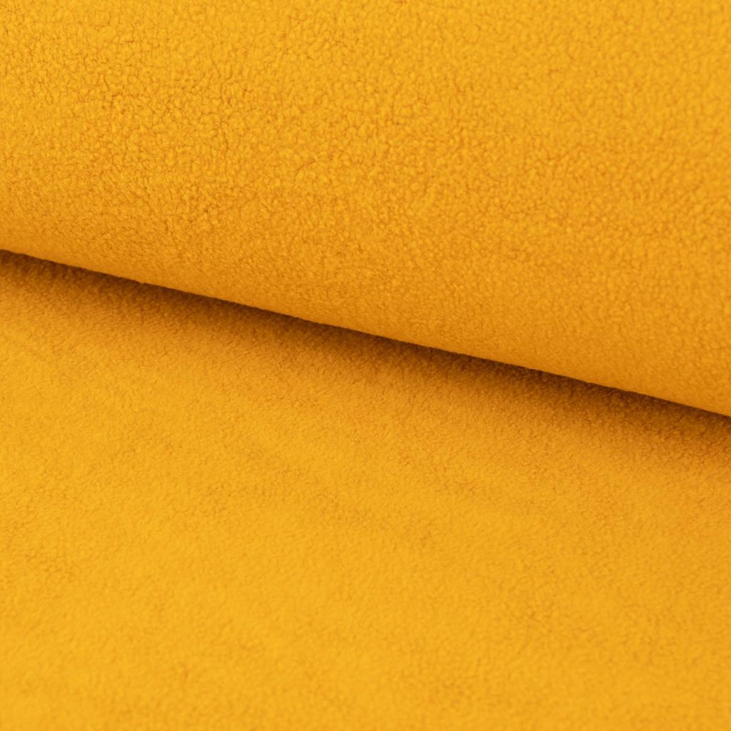 Sweatstoff Meterware Sherpa Fleece dünn einfarbig ocker gelb 1,50m