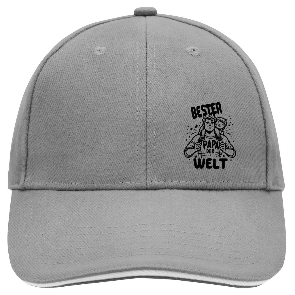 Huuraa Cappy Mütze Bester Papa der Welt Dark Grey/White Baumwolle 6-Panel Kappe Geschenkidee