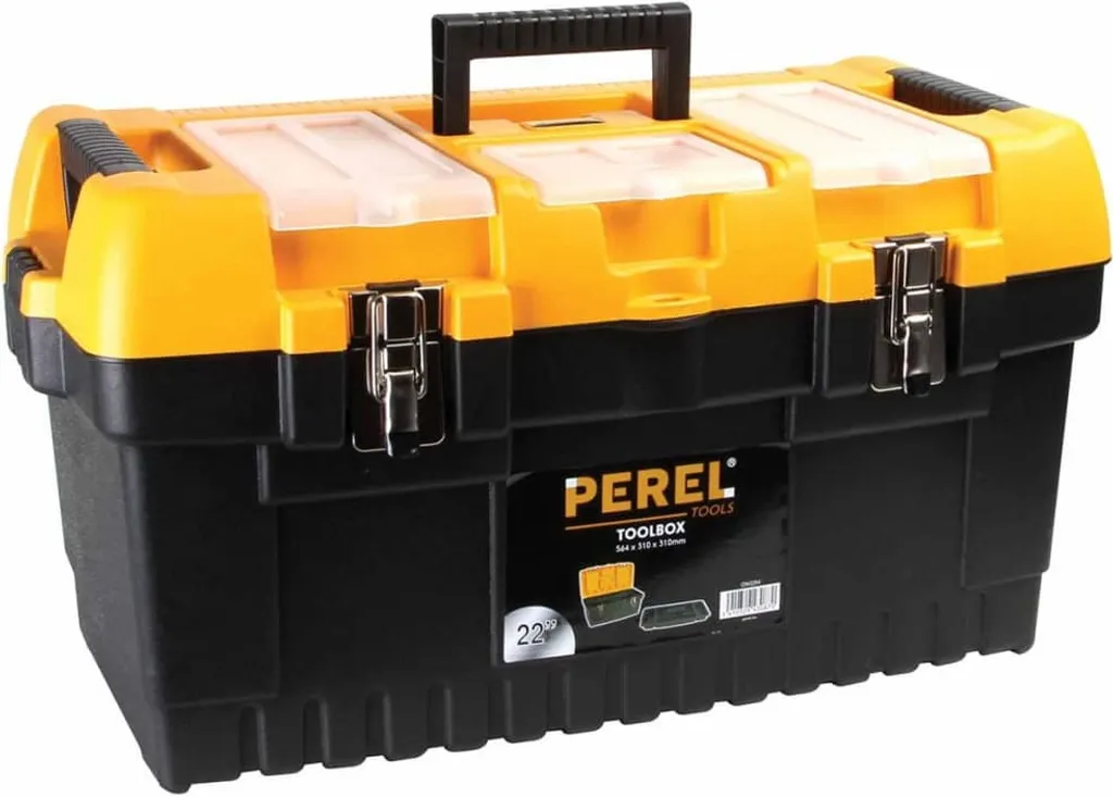 Caisse à Outils de Chantier Grande Capacité 54L avec Fermoirs Métal