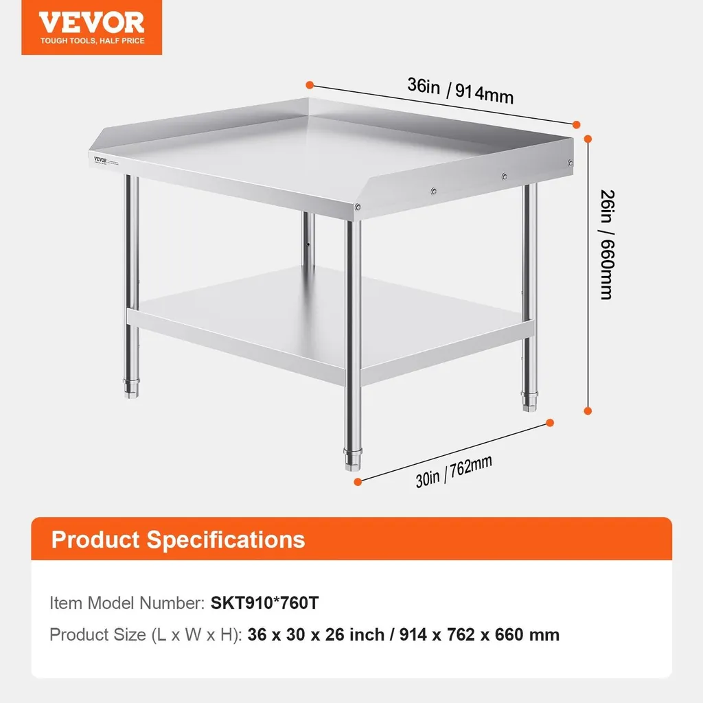 Table de préparation alimentaire professionnelle Inox pour restaurant