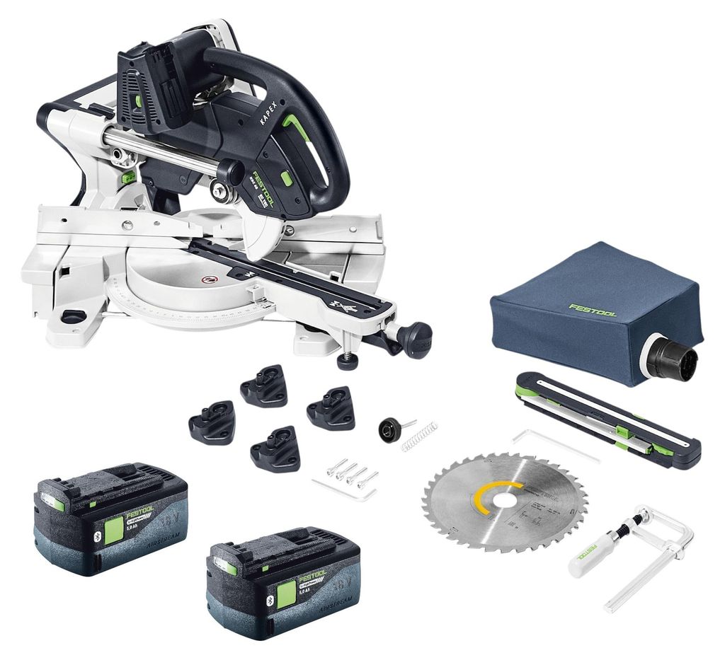 Festool KAPEX KSC 60 EB-Basic Akku Kapp Zugsäge 18 V / 36 V 216 mm Brushless + 2x Akku 5,0 Ah - ohne Ladegerät