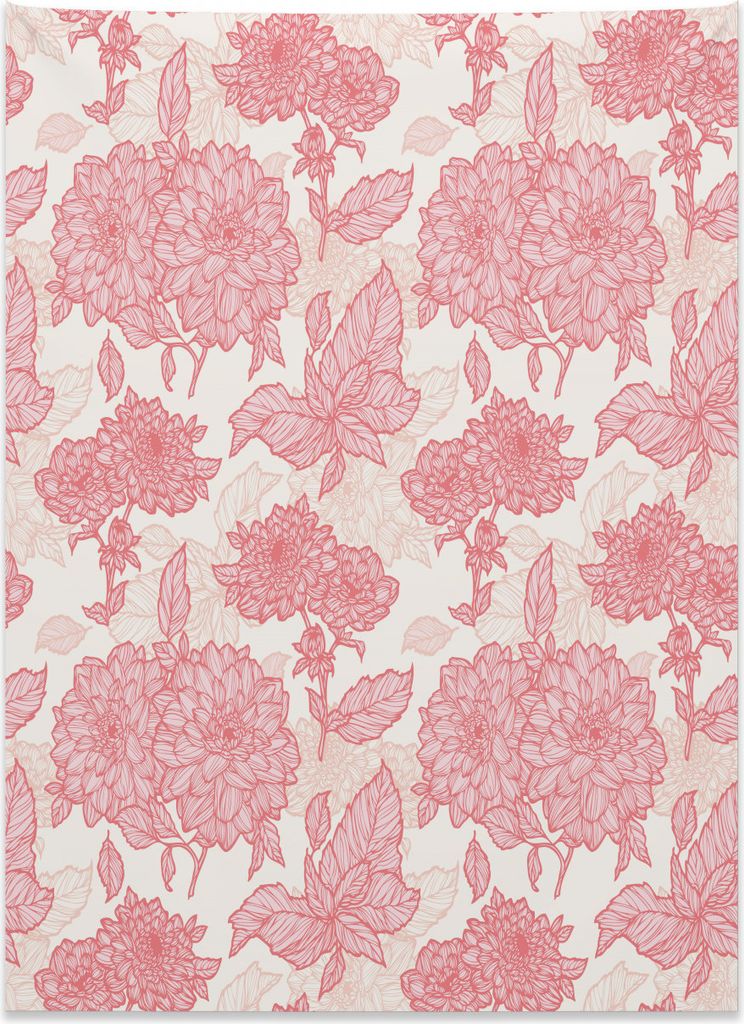 Abakuhaus Romantik Wandteppich, Rosa Blumen und Blätter aus Weiches Mikrofaser Stoff Kein Verblassen Klare Farben Waschbar, 110 x 150 cm, Rosa
