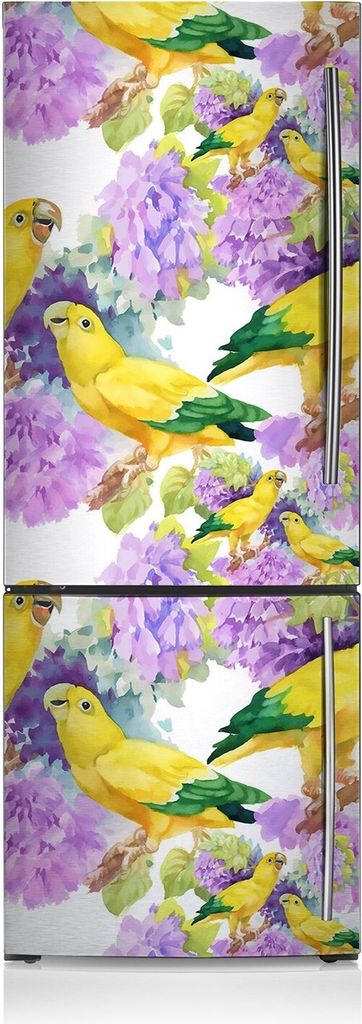 Kühlschrankmagne Kühlschrank Magnetfolie Dekoration 70x190 cm - Gelbe Papageien.