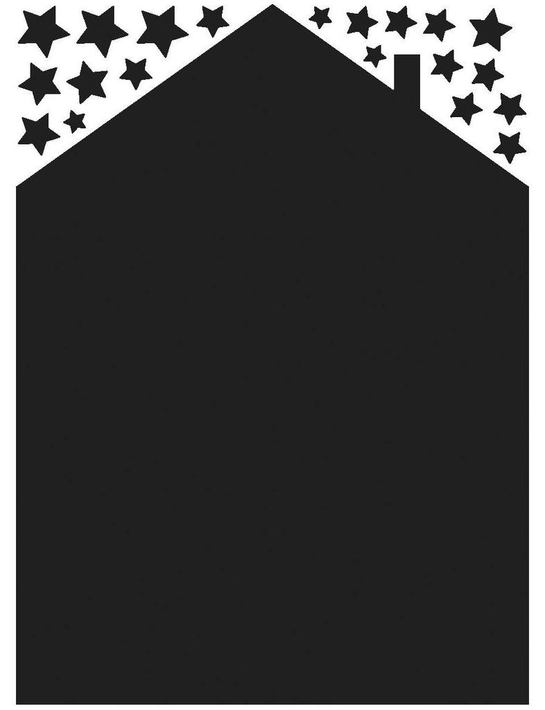 Tafelaufkleber – abwischbare Wandaufkleber – HAUS UND 20 STERNE + 4 FLÜSSIGKREIDE – 35 x 25 cm