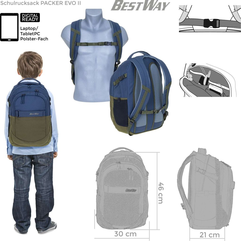 Schulrucksack Jungen 3 Teile Set Bestway Evolution Packer Produktbild 13