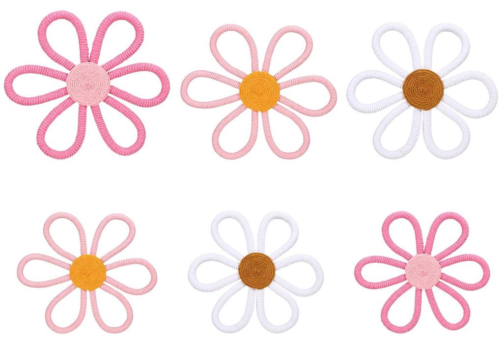 6-teiliges Set Wandbehänge mit böhmischen Blumen, rustikale Holzdekoration im Landhausstil, ideal für Zuhause, Büro, Wohnzimmer oder Schlafzimmer