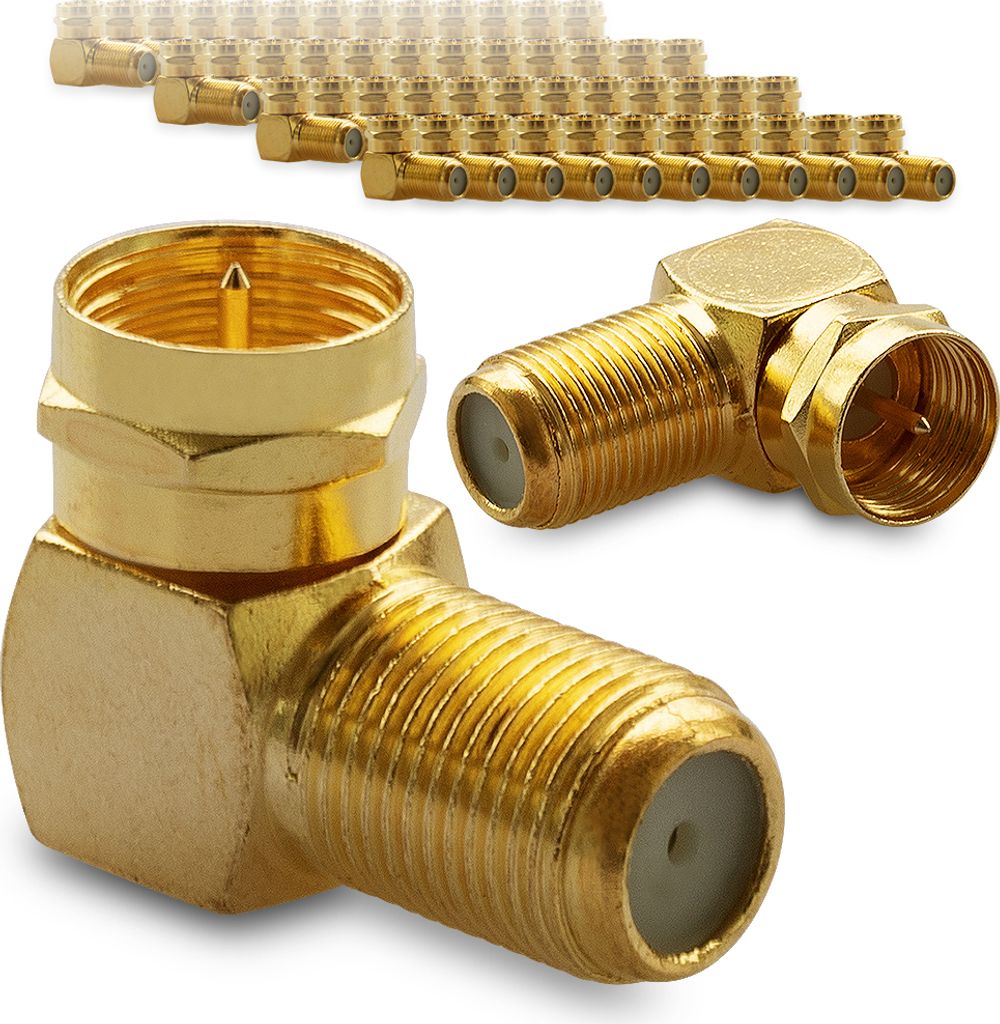 SAT F-Winkelstecker Winkel Adapter 90° Vergoldet 50x Winkeladapter Stecker Kabel