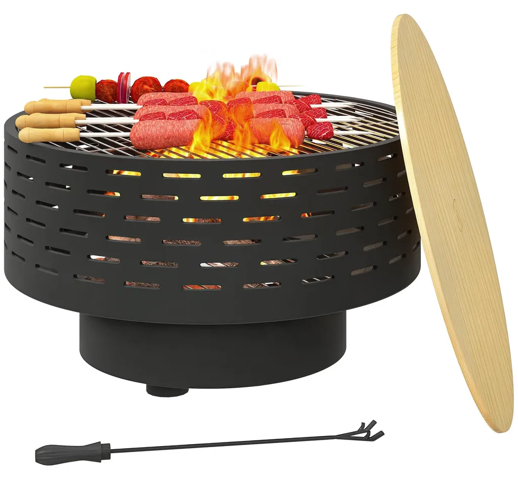 Brasero Extérieur Multifonction Ø60cm Foyer de Jardin en Inox Durable