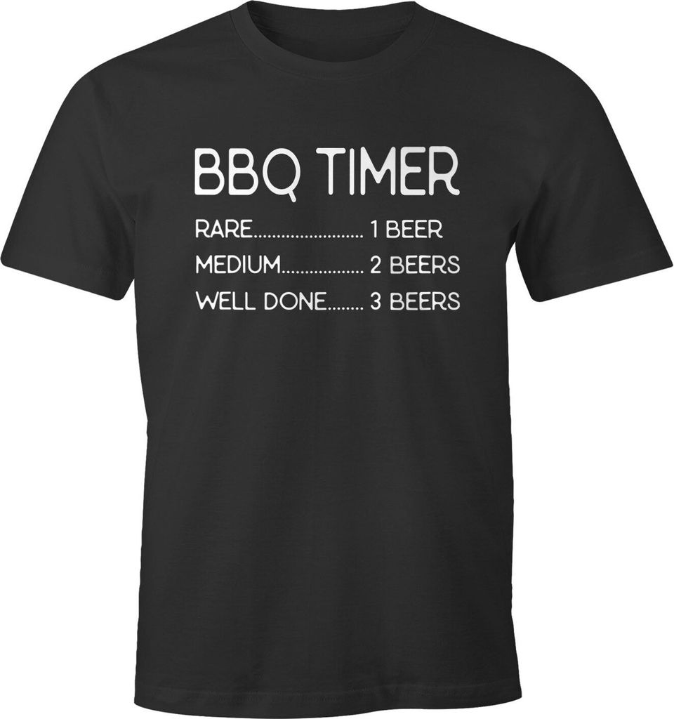 Herren T-Shirt BBQ Timer Bier lustig Fun-Shirt Moonworks anthrazit XXL