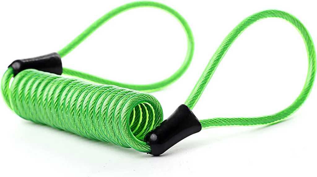 Cavo Antifurto Casco Moto 1,2m Verde - Molla in Acciaio Rivestita