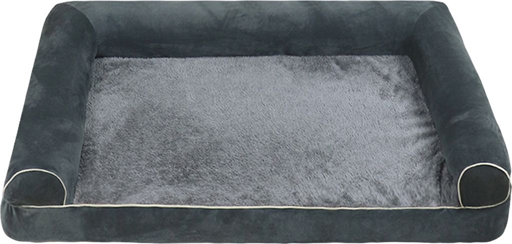 Orthopädisches Hundebett, großes, waschbares Hundesofabett, weiche Nackenrolle, Hundenest, Baumwollfüllung, warmes Haustier-Couchsofa für mitte...