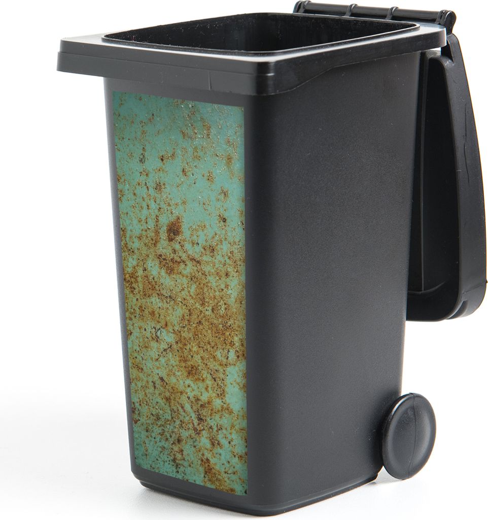 MuchoWow Mülltonnenaufkleber Rost - Türkis - Metall 38x80 cm - Behälteraufkleber - Mülleimer-Aufkleber - Container-Aufkleber