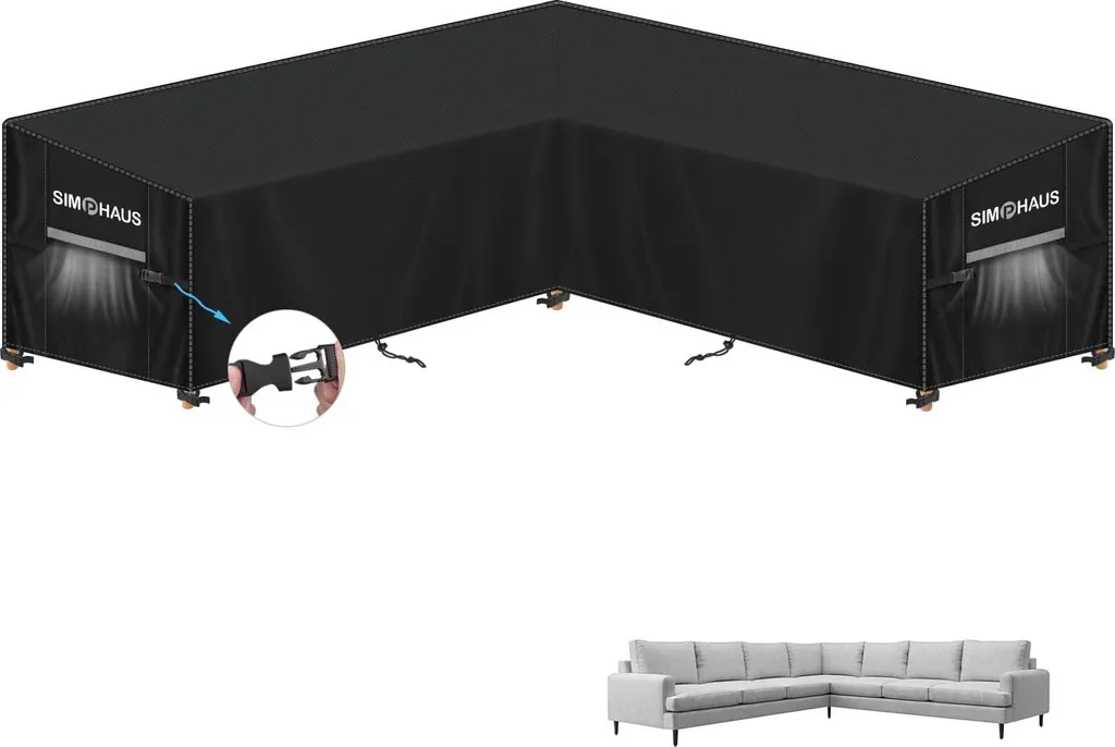 Housse Protection Anti-UV 50+ pour Canapé Angle Jardin en Oxford Renforcé
