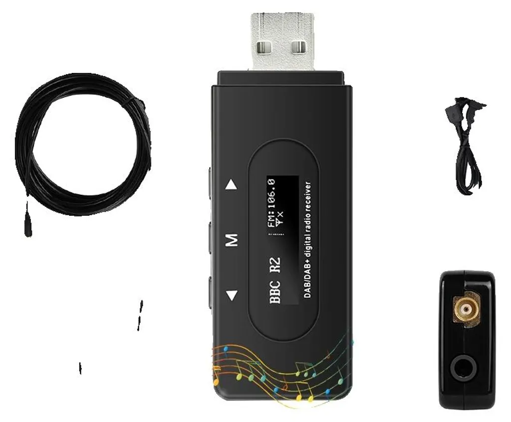 Récepteur DAB USB-A avec Antenne Active 3m et Écran OLED Haute Qualité