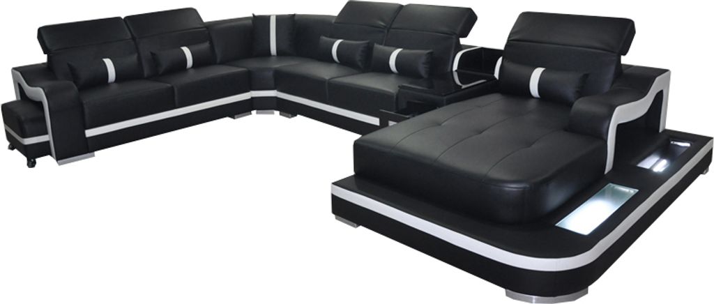 Ledersofa Couch Wohnlandschaft Garnitur Design Modern Ecke Sofa U-Form G8027A