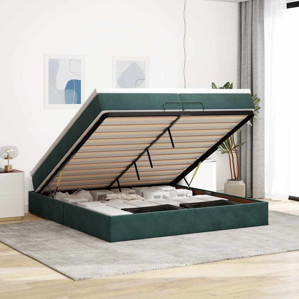 Maison Exclusive - Ottoman-Bett mit Matratzen Dunkelgrün 200x200 cm Samt