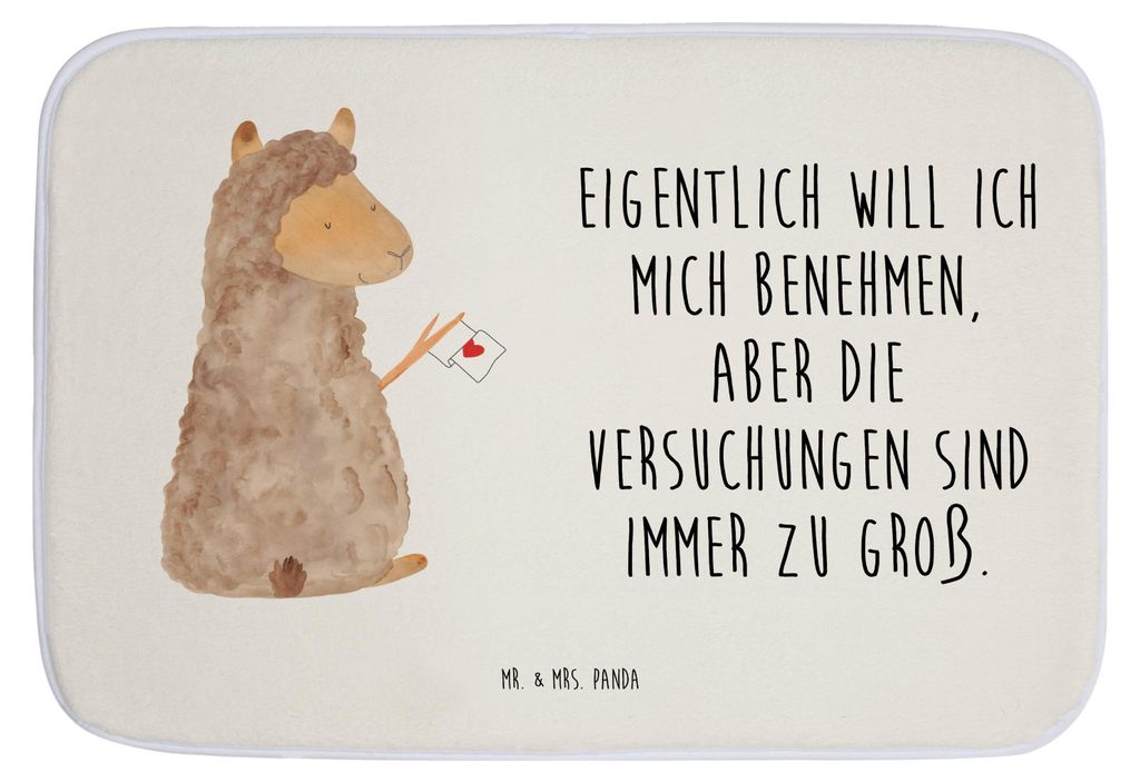 Mr. & Mrs. Panda Badematte Alpaka Fahne - Weiß - Geschenk, Produktbild 